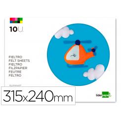 Bloc trabajos manuales LIDERPAPEL fieltro 240x315mm 10 hojas colores surtidos