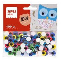 APLI B.Ojos Moviles Color adhesivaRed.10mm 100U