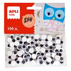 APLI B.Ojos Moviles Negros adhesivaRed.10mm 100 U