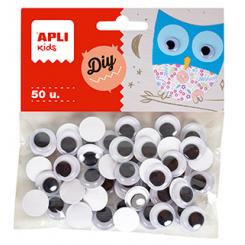 APLI B.Ojos Moviles Negros adhesivaRed.15mm 50 U