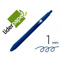Boligrafo LIDERPAPEL soft touch retractil 1 mm tinta azul