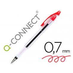 Boligrafo Q-CONNECT delta rojo sujecion de caucho con capuchon