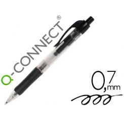 Boligrafo Q-CONNECT retractil con sujecion de caucho tinta aceite 0,7 mm color negro