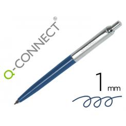 Boligrafo Q-CONNECT premium metalico retractil con clip color azul punta 1 mm