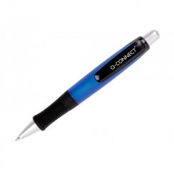 Boligrafo Q-CONNECT premium retractil con sujecion de caucho color azul punta 1 mm