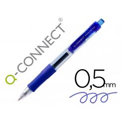 Boligrafo Q-CONNECT sigma retractil con sujecion de caucho tinta gel 0,5 mm color azul