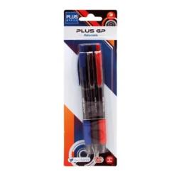 Bolígrafo tinta viscosa PLUS OFFICE TRIO GP, blíster 3 uds colores surtidos