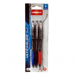 Boligrafo Unimax Ultragel en blíster azul negro y rojo