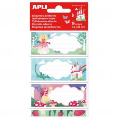 APLI Bolsa 9 Etiqu. Vac Princesas 81X36mm