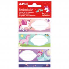 APLI Bolsa 9 Etiquetas Vac Unicornios 81X36mm