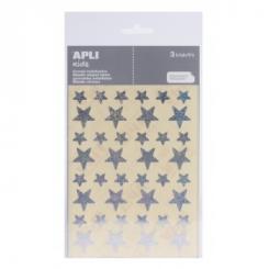 Bolsa APLI Pegatinas Estrella Holog Grandres y Pequeñas 3 hojas