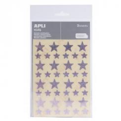 Bolsa APLI Pegatinas Estrella Holog. Rosa 3 hojas