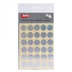 Bolsa APLI Pegatinas Redondas 20 mm. Hologr. 3 hojas