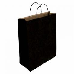 Bolsa De Papel Andina Kraft Liso 18X24X8 Cm Negro Paquete De 50