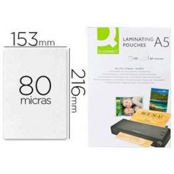 Bolsa de plastificar Q-CONNECT 153 x 216 mm DIN A5 125 mc autoadhesivas caja de 100 unidades