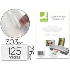 Bolsa de plastificar Q-CONNECT 303 x 216 mm DIN A4 125 mc autoadhesivas caja de 100 unidades