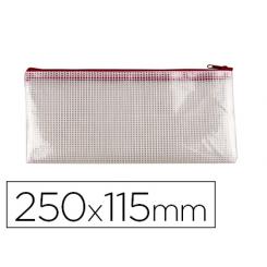 Bolsa multiusos Q-CONNECT malla cheque 250x115 mm apertura superior con cremallera rojo