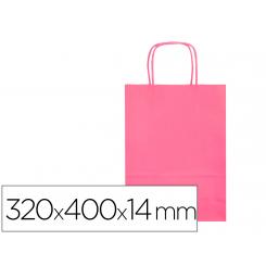 Bolsa papel Q-CONNECT celulosa natural liso l con asa retorcida 320x400x14 mm