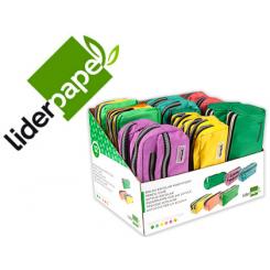 Estuche portatodo LIDERPAPEL expositor de 12 unidades colores y modelos surtidos