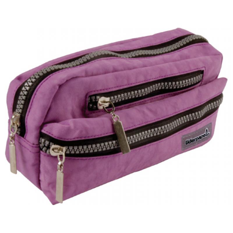 bolso-escolar-liderpapel-portatodo-ovalado-3-bolsillos-violeta-pastel-195x40x100-mm