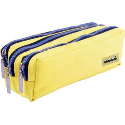 Estuche portatodo LIDERPAPEL rectangular 3 bolsillos amarillo pastel 185x80x70 mm