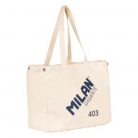 Bolso tote bag grande colección MILAN GIGANTE 403 since 1918, beige
