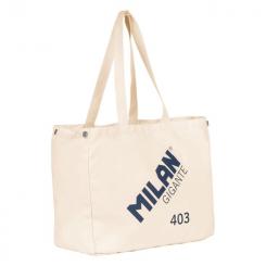 Bolso tote bag grande colección MILAN GIGANTE 403 since 1918, beige