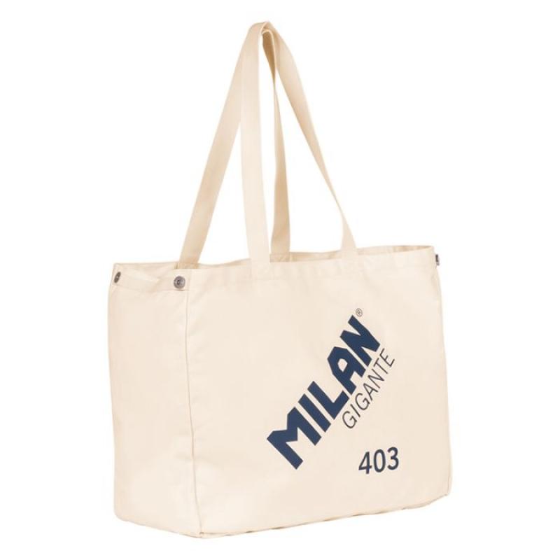 Bolso tote bag grande colección MILAN GIGANTE 403 since 1918, beige
