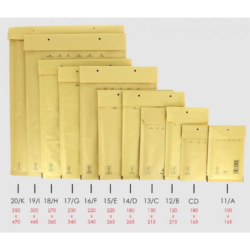 Bong Pack 100 Sobre Bolsa Burbuja Acolchada Kraft 220x265mm Ref.5/15E con Cierre Peel&Seal