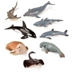 Bote Con Asa 8 Figuras Animales Marinos + Guia Didactica