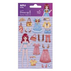 APLI Bolsa Pegatinas Dress Up con Escenario Coral 1 hoja