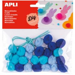 APLI B.Pompones Tonos Azules Collares   25U