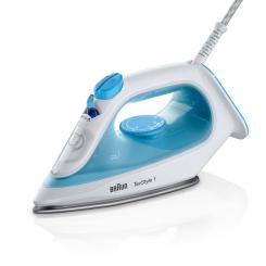 Braun TexStyle 1 SI1050BL Plancha a vapor Suela de cerámica 2000 W Azul, Blanco