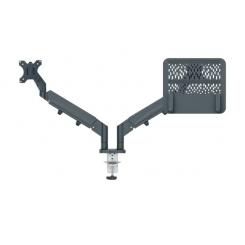 Brazo dual para monitor y portátil Leitz Ergo SpaceSaving, gris oscuro