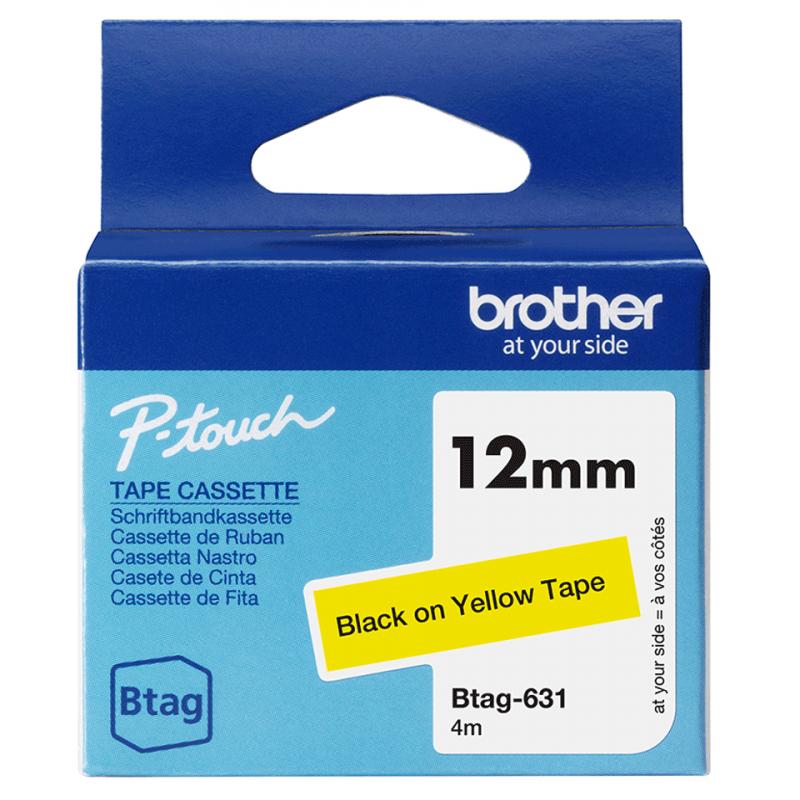 brother-cinta-domestica-btag-631-negro-sobre-amarillo-ancho-12-mm-longitud-4-m
