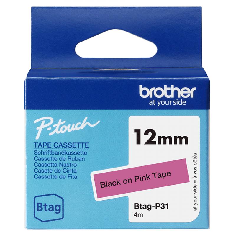 brother-cinta-domestica-btag-p31-negro-sobre-rosa-ancho-12-mm-longitud-4-m