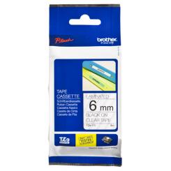 BROTHER Cinta laminada transparente/negro 6 mm