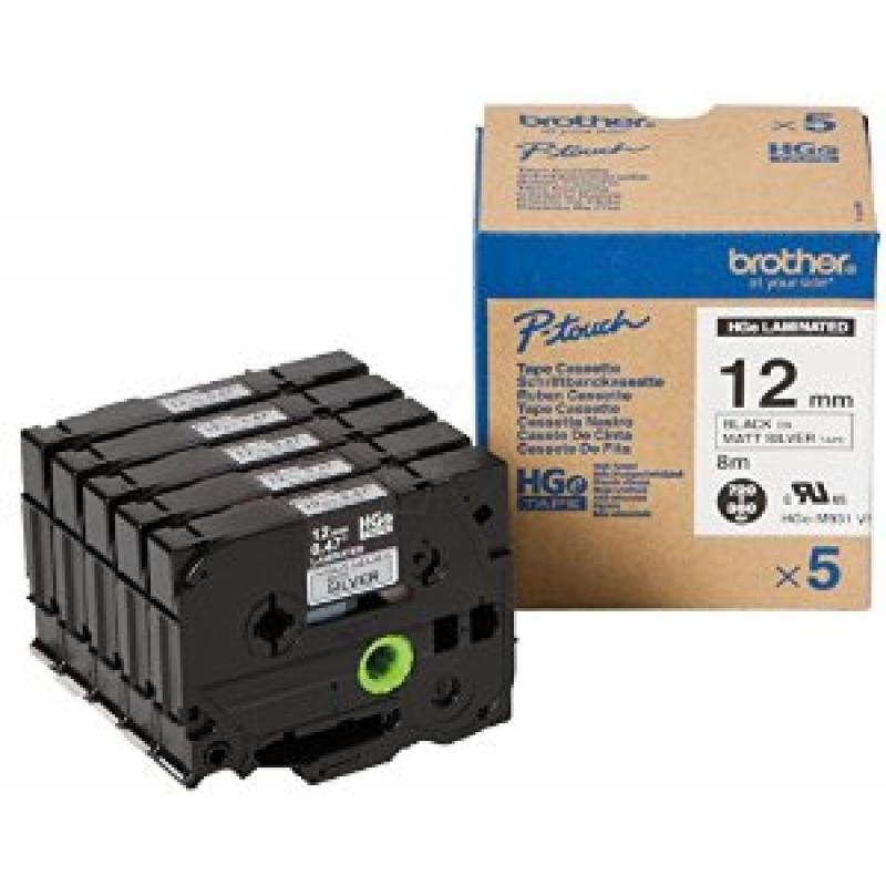 brother-toner-cinta-alta-calidad-8m-plateado-negro-pack-5ud12mm