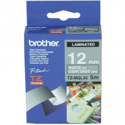 BROTHER Tóner Cinta Laminada mate Cinzento CLaro/Blanco 5M, 12mm