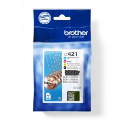 BROTHER Tóner Pack de 4 Cartuchos de Tinta negro, cian, magenta y amarillo LC421Val para DCP-J1050DW / DCP /  Duración estimada: hasta 200 PÁGINAS cada color (según ISO/IEC 24711)