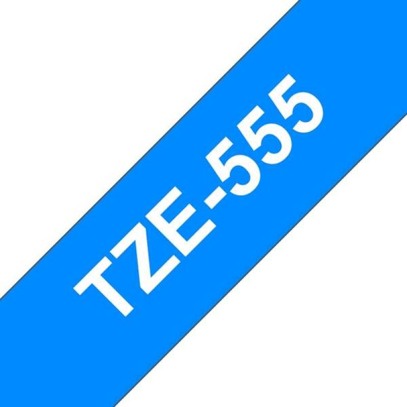 brother-tze555-cinta-laminada-generica-de-etiquetas-texto-blanco-sobre-fondo-azul-ancho-24mm-x-8-metros