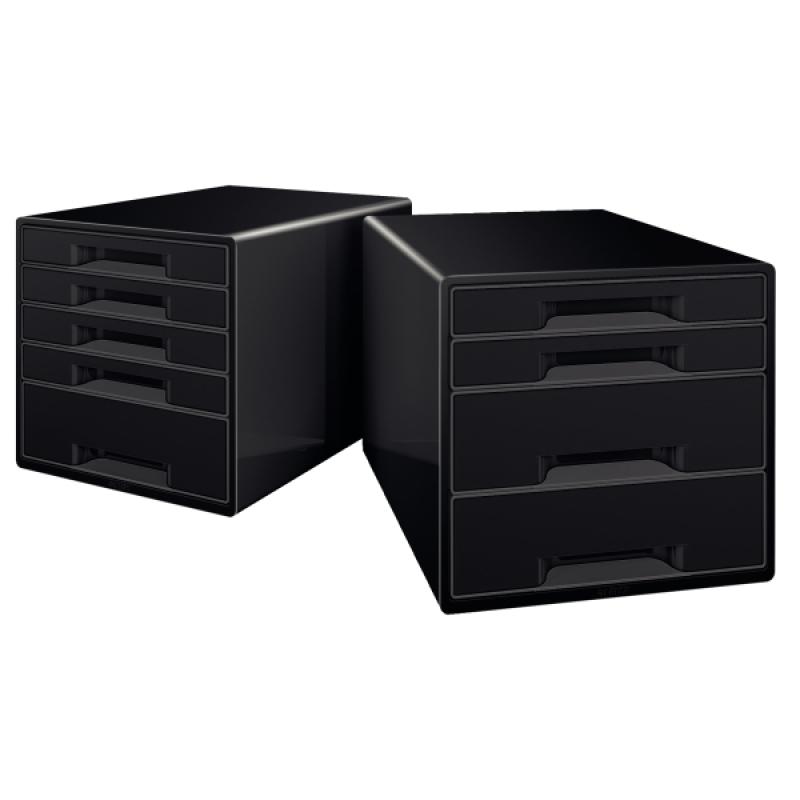 bucs-de-cajones-leitz-dual-desk-cube-4-cajones-2-grandes-y-2-pequenos-negro-antracita