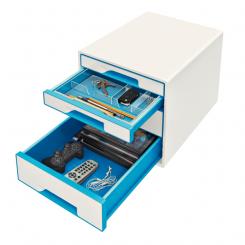 Bucs de cajones WOW Desk Cube 4 cajones (2 grandes y 2 pequeños), azul /blanco