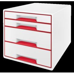 Bucs de cajones WOW Desk Cube 4 cajones (2 grandes y 2 pequeños), rojo/blanco