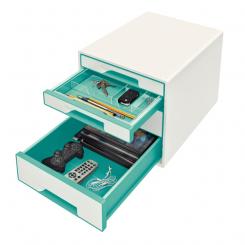 Bucs de cajones WOW Desk Cube 4 cajones (2 grandes y 2 pequeños), turquesa /blanco