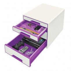 Bucs de cajones WOW Desk Cube 4 cajones (2 grandes y 2 pequeños), violeta /blanco