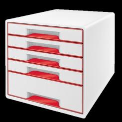 Bucs de cajones WOW Desk Cube 5 cajones (1 grande y 4 pequeños), rojo/blanco
