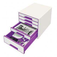 Bucs de cajones WOW Desk Cube 5 cajones (1 grande y 4 pequeños), violeta/blanco