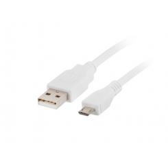 Lanberg CA-USBM-10CC-0010-W cable USB 1 m USB 2.0 Micro-USB A USB A Blanco