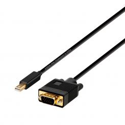 Cable conversor Mini DP A VGA, Mini DP/M - VGA/M, Negro, 2.0m